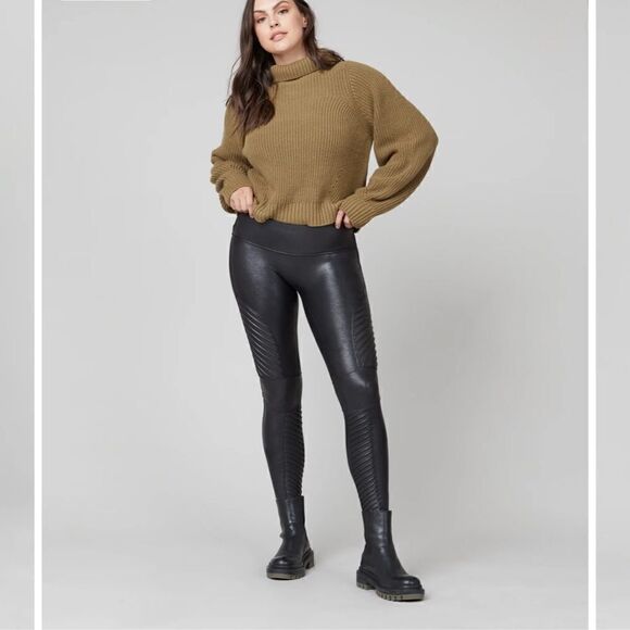 Spanx Faux Leather Moto Leggings M - Picture 1 of 8